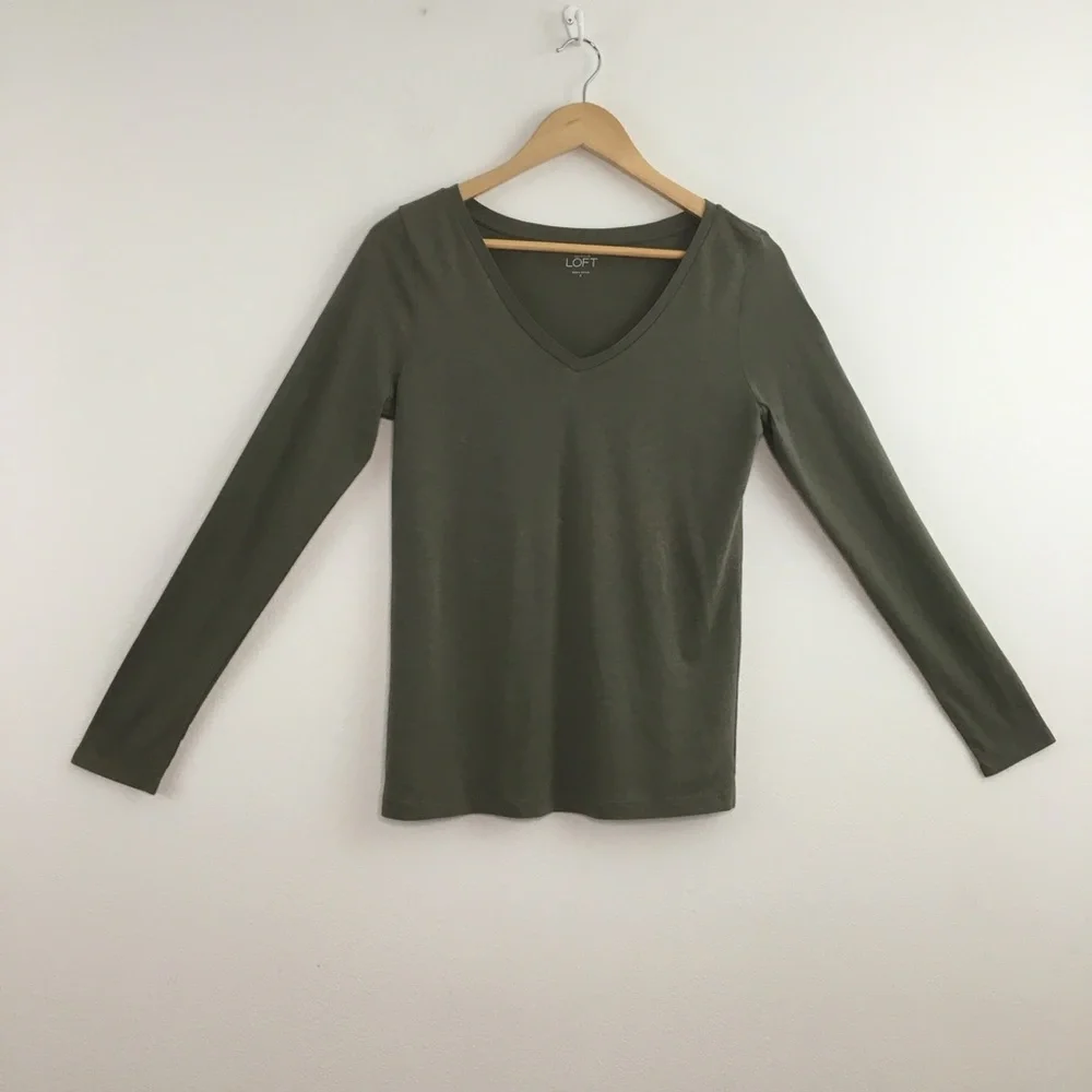 LOFT | Olive Green Long Sleeve Top
